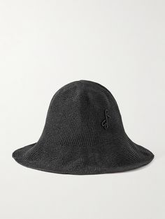 EXCLUSIVE AT NET-A-PORTER. The seamless construction of Ruslan Baginsky's bucket hat instantly sets it apart from any others you may already own. It's woven from raffia and detailed with the designer's initials. Fold it neatly in your luggage when heading somewhere warm and sunny. Bucket Hat Outfits, Black Bucket Hats, Raffia Bucket Hat, Bucket Hat Outfit, Crochet Sun, Designer Hair Accessories, Crochet Sun Hat, Raffia Hat, Black Bucket