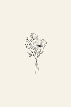 a black and white drawing of flowers on a light colored background with the words, i love you