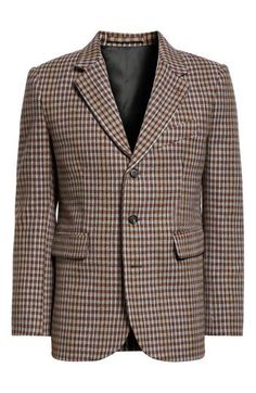 The silhouette of this dapper blazer is a reproduction of a midcentury jacket and is made from herringbone-woven merino-wool tweed to enhance the retro vibe. Three-button closure Notched lapels Four-button cuffs Chest welt pocket; front flap pockets Back vents 100% merino wool Dry clean Made in France Designer Clothing Business Brown Tweed Jacket With Patch Pockets, Brown Tweed Jacket With Patch Pockets For Business, Plaid Wool Sport Coat With Patch Pockets, Semi-formal Plaid Wool Blazer, Tailored Plaid Tweed Jacket With Patch Pockets, Plaid Wool Blazer With Patch Pockets, Plaid Wool Tweed Jacket With Patch Pockets, Plaid Wool Sport Coat With Lapel Collar, Tailored Fall Sport Coat For Semi-formal Occasions