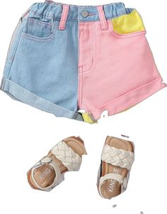 Trendy Summer Shorts With Patchwork, Trendy Patchwork Shorts For Summer, Trendy Contrast Color Cotton Jeans, Trendy Multicolor Jeans, Trendy Patchwork Shorts For Spring, Trendy Spring Jeans With Contrast Color, Casual Jeans With Contrast Color For Spring, Trendy Patchwork Jean Shorts For Spring, Summer Patchwork Short Jeans