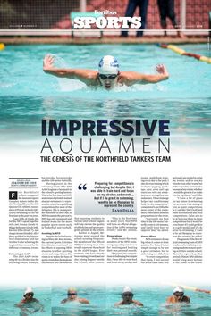 the front page of sports magazine with an image of swimmers in water and onlookers