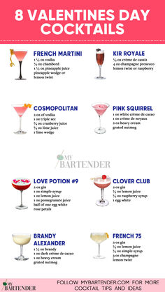 Valentines Day Cocktails Valentine’s Day Drinks Alcohol, Vday Drinks Cocktail Recipes, Date Night Cocktails At Home, Red Cocktails Recipes, Valentine Cocktail Recipes, Valentine’s Day Drinks, Valentines Day Drinks, Berry Cocktails, Valentines Day Cocktails