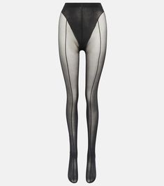 x Mugler A tights in black - Wolford | Mytheresa Elegant Black Nylon Tights, Sheer Thigh High Tight Tights, Sheer Thigh-high Tights, Sheer High Stretch Legwear With High-cut Leg, High Stretch Sheer Legwear With High-cut Leg, Sheer Micro-elastic High-cut Leg Stockings, Sheer Micro-elastic High-cut Stockings, Sheer Fitted Thigh High Tights, Fitted Sheer Thigh High Tights