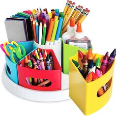 PRICES MAY VARY. ROTATING ART SUPPLY ORGANIZER FOR KIDS: This art caddy organizer features a rotating base and 6 colorful outer cups, making it easy to access crayons, markers, and pencils. Perfect for organizing kids school supplies art tools at home and classroom. VERSATILE & FUNCTIONAL DESIGN: Keep art supplies neatly stored with this crayon organizer for kids. Each container is removable, making it perfect for classroom supply sharing, or as a handy desk organizer for crafts and school proje Art Supplies Organizer, Kids Desk Organization, Art Caddy, Art Supplies Storage, Art Supply Organization, Organize Craft Supplies, Pencil Organizer, Pencil Storage, Storage Caddy