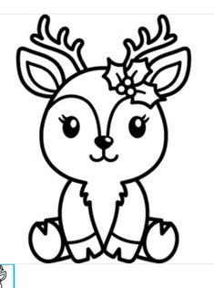 a cute little deer with flowers on its head