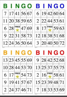 a printable bingo game with numbers and symbols