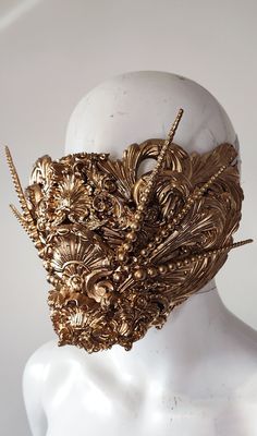 Face mask Baroque watermarks and golden angels Adjustable elastic link Ready to ship Other colors on request Blind Mask, Mask Gothic, Gothic Headpiece, Gothic Mask, Art Mask, Couture Mode, Mouth Mask, Adult Costumes, Rococo