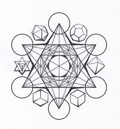 a drawing of a star surrounded by smaller circles and pentagons in the shape of an octagon