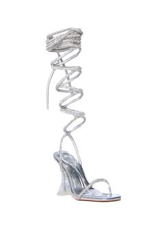 Strip Heels, Crystal Wrap, Silver Wedding Shoes, Wrap Heels, Heeled Sandal, Platform High Heels, Silver Shoes, Silver Crystal