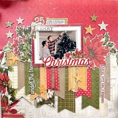 a christmas scrapbook page with an image of a man and woman hugging each other