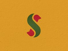 the letter s is made up of red, green and yellow letters on a yellow background