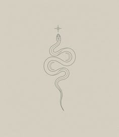 a line drawing of a snake with a star above it's head on a beige background