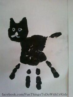 an image of a black cat made out of handprints with text reading current status new relationship with old friend