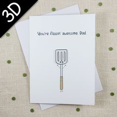 a card with an image of a fork and the words you're flippin awesome dad