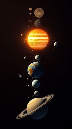 an image of planets flying in the air