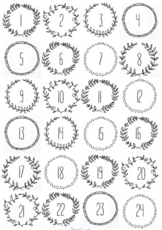 printable numbers and wreaths for each number