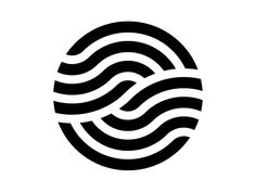 an abstract black and white logo with wavy lines in the shape of waves on a white background