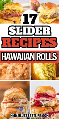 hawaiian slider recipe collage with text overlay that reads 17 slider recipes