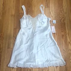 Brand New Silk Nightgown With Lace And Beaded Embellishments. Ties In Back And Has Adjustable Straps. Was Bought For A Bridal Shower But Never Given. Visual Archive, Beaded Embellishments, Silk Nightgown, Night Gown, Women's Intimates, Bridal Shower, Embellishments, Adjustable Straps, Color White