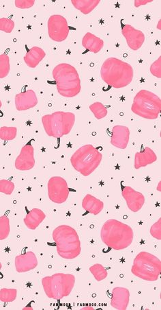 pink watercolor hearts and stars on a light pink background with black stars in the middle