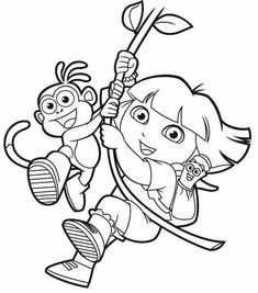 dora the monkey coloring pages for kids to print out and color with their favorite characters