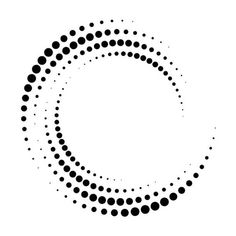 an abstract black and white circle with dots in the shape of a spiral on a white background