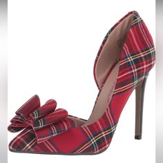 Brand New Plaid Heels, Tartan Fashion, Heels Pink, Classy Shoes, Betsey Johnson Shoes, Johnson And Johnson, Womens Mules, Pink Heels, Holiday Outfits