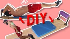 an image of a man doing exercises on a surfboard with the words diy