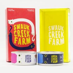 three different types of washi tape in front of a box with the words swauk creek farm on it