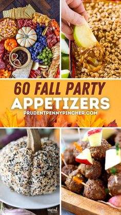 a collage of fall party appetizers