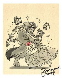 the beast and princess are dancing together