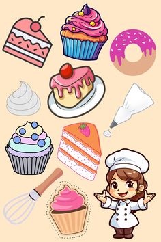 an image of some cartoon food items