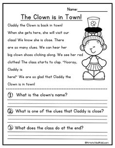 the clown is in town worksheet for kids to learn how to read it