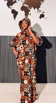 The AYOKA Hoodie Kaftan. This African Print Maxi Hoodie Caftan Bubu Dress is the perfect dress for relaxation, entertaining, and just hanging out. A beautiful tribal print that will flatter all complexions. Casual, comfortable, and sure to get you lots of compliments!  Look Unique. Know You Are Beautiful. One Size Fits All (S-2XL) Hoodie Beautiful Tribal Print Beautiful Fall Colors 2 Side Pockets 2 Side Slits CARE Hand Wash Or Machine Wash On Cool Gentle Cycle. Line Dry, Steam Iron. African Print Hoodie, Ankara Kaftan, Dress Ankara, Ankara Dress, Maxi Robes, Caftan Dress, Plus Size Maxi, African Dresses, African Design Dresses