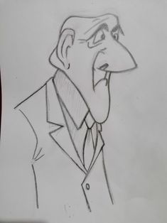 a pencil drawing of a man in a suit and tie with his mouth wide open