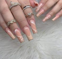 Coffin Nail Ideas, Brown Acrylic Nails, Tapered Square Nails, Princess Beauty, Vintage Nails, Beige Nails, Grunge Nails, Simple Acrylic Nails, Glow Nails