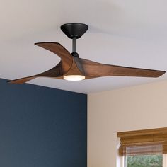 A unique Urban Ambiance UHP9362 Transitional Ceiling Fan 13.5''H x 52''W, Koa Woodgrain Finish, Geraldton Collection in a room with Living Room Fans, Modern Provincial, Transitional Ceiling Fan, Fan Lighting, Decor Ceiling, Fan Lights, Light Diffuser, French Country Modern, Craftsman Interior