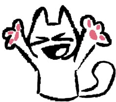 an image of a cat with its paws up in the air and paw prints on it