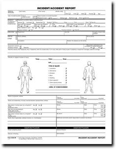 an incident report form is shown in black and white, with the image of a man's body