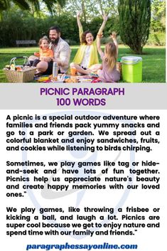 a family picnic with the words picnic paragraph