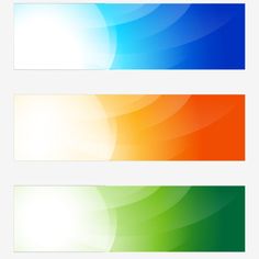 three banners with different colors and shapes on each one, the same color as the background