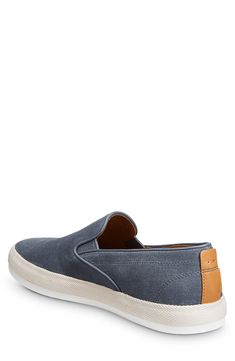 A supple sueded finish and herringbone-trimmed midsole bring off-duty style to a slip-on sneaker designed for all-day comfort and great durability. FlyForm removable insole provides support and shock absorption Durable rubber cupsole Textile and leather upper/leather lining/rubber sole Imported Blue Leather Casual Slip-on Sneakers, Casual Leather Slip-ons With Contrast Sole, Casual Blue Slip-ons With Contrast Sole, Casual Suede Sneakers For Summer, Summer Casual Suede Sneakers, Casual Slip-on Sneakers, Casual Slip-on Sneakers With Gum Sole, Casual Suede Canvas Shoes With Vulcanized Sole, Casual Slip-on Canvas Shoes With Textured Sole