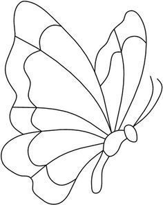 the outline of a butterfly is shown in black and white, with one wing extended