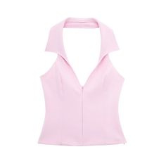 Lasaky - Stylish Backless Shirt with Halter Neckline - Collection for Women Shorts Rosa, Halter Shirt, Backless Shirt, Short Pollera, Straight Clothes, Short Shirt, High Street Fashion, Halter Tank Top, Halter Tank