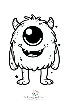 a coloring page with an image of a furry monster in the middle of it's face