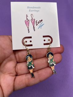 90s Anime inspired earrings (Sailor Neptune inspired)  Handmade 1.5 inches  Hypoallergenic hooks  Nostalgic memories  Made in California Pokemon Earrings, Earrings Anime, Anime Earrings, Anime Jewelry, Sailor Neptune, 90s Anime, Enamel Charms, Anime Inspired, Jewelry Handmade