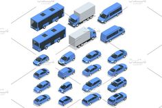 Flat isometric high quality city transport car icon set. Car, van, cargo truck, off-road, bike, mini, sport car. Transport set. Set of urban public and freight transport for infographics Freight Transport, Isometric Drawing, Truck Paint, Sport Car