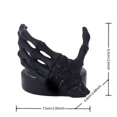 an image of a skeleton hand holder on a white background with measurements for each item