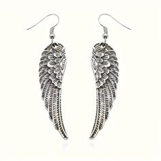 Vintage Angel Wing Dangle Earrings: Gothic Feather Pendant Needle Material-Stainless Steel Main Material-Alloy Earrings Gothic, Angel Wing Earrings, Vintage Angel, Feather Pendant, Wing Earrings, Earrings Color, Angel Wings, Dangle Earrings, Jewelry Earrings