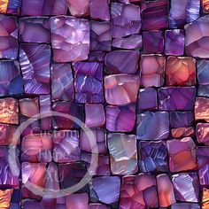 purple and pink glass tiles are stacked together